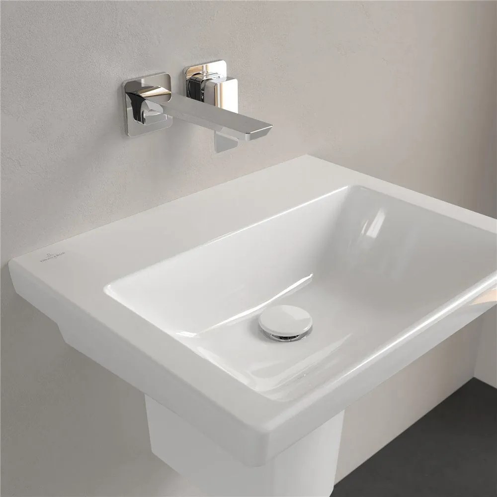 VILLEROY &amp; BOCH Subway 3.0 závesné umývadlo bez otvoru, bez prepadu, 550 x 440 mm, biela alpská, s povrchom CeramicPlus, 4A7058R1