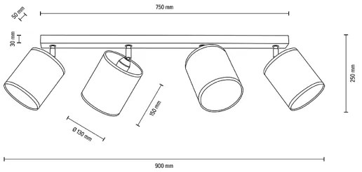 Spot-Light 66791474 - Stropné bodové svietidlo BOHO 4xE27/25W/230V dub