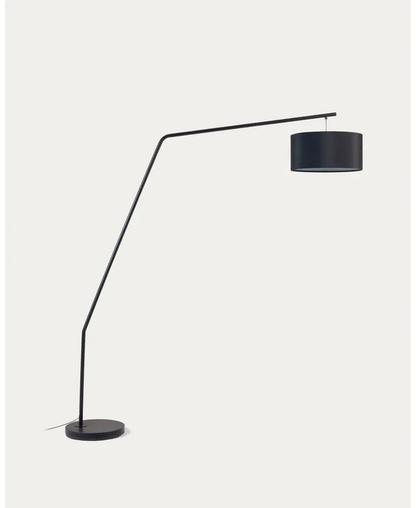 Čierna stojacia lampa s textilným tienidlom (výška 221,5 cm) Ciana – Kave Home