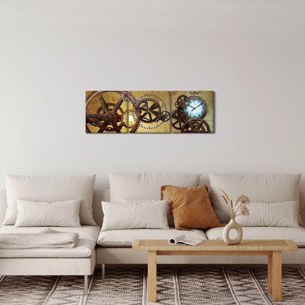 Obraz strojčekov historických hodín (s hodinami) (90x30 cm)
