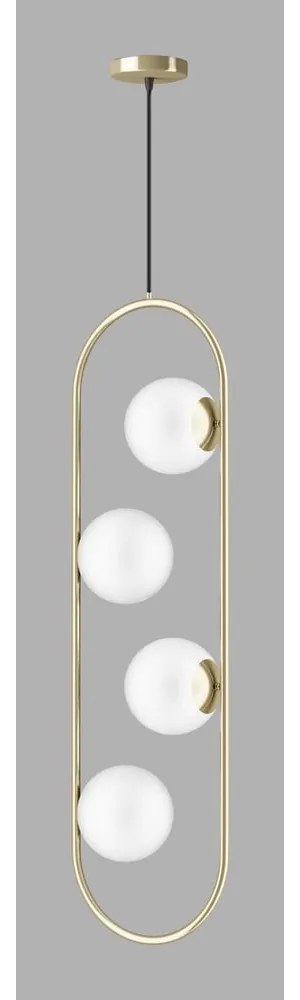 Závesné svietidlo v zlatej farbe so skleneným tienidlom Club – Squid Lighting