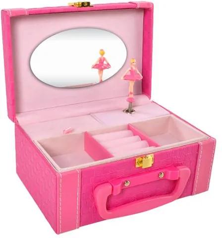 ISO Šperkovnica hracia skrinka s baletkou, ružová, 8538