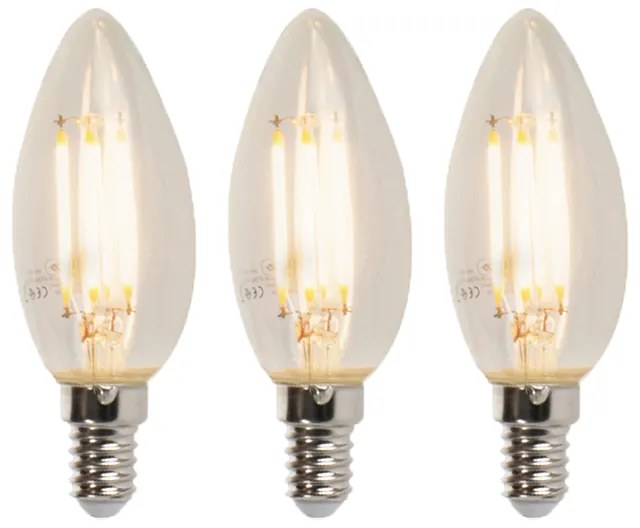 Sada 3 LED E14 stmievateľných sviečkových žiaroviek B35 5W 380lm 2700K