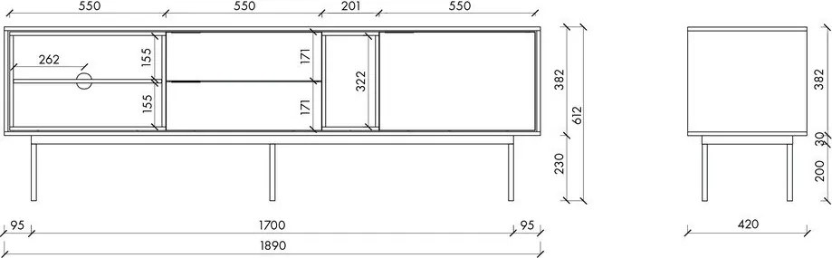Sivobéžový TV stolík 189x61x42 cm Mod – noo.ma