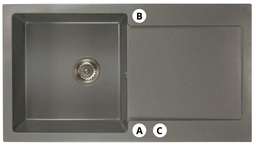 Kuchynský drez Adaxa (čierna + textúra) (s 3 otvormi pre batériu) (P). Vlastná spoľahlivá doprava až k Vám domov. 1066415