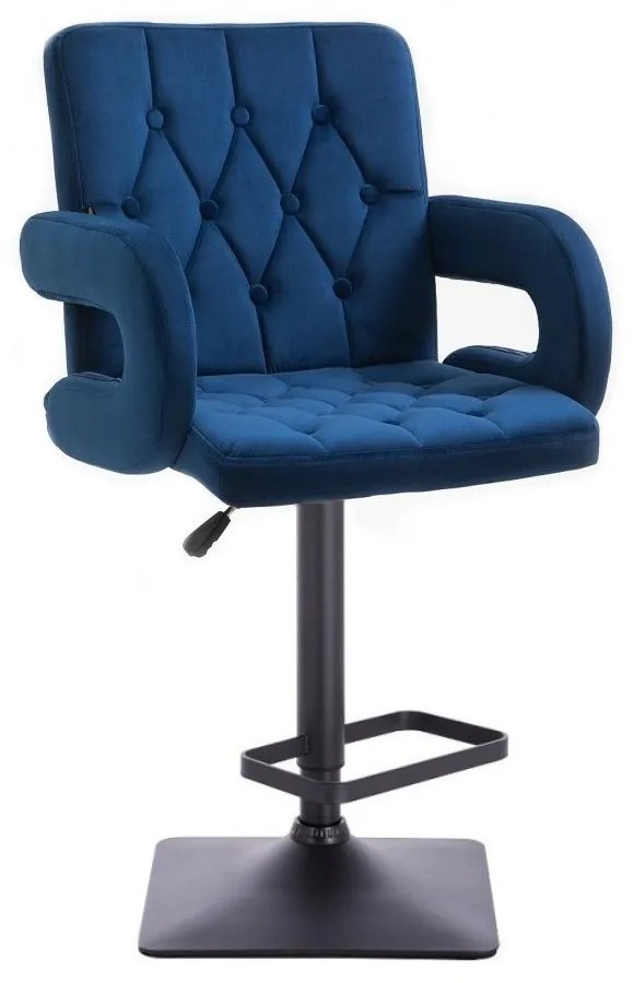 LuxuryForm DESIGN Barová stolička BOSTON VELUR na čiernej hranatej podstave - modrá