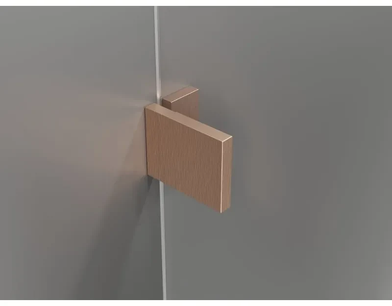 Mexen Lunar, L pravý výklopný päťuholníkový sprchový kút 80 x 100 cm, 8mm číre sklo, profil medená matná, 831L-080P-100L-65-00-P