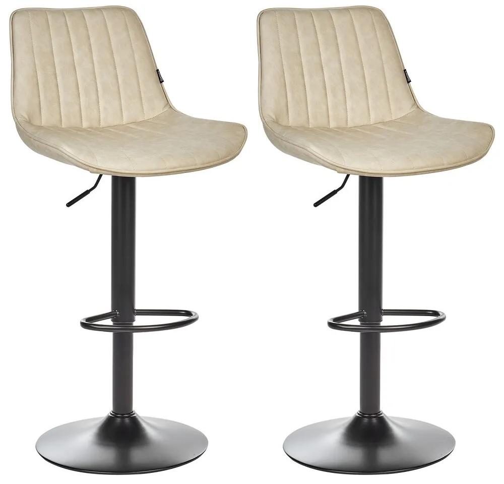 Sada 2 otočných barových stoličiek z umelej kože svetlobéžová DUBROVNIK Beliani