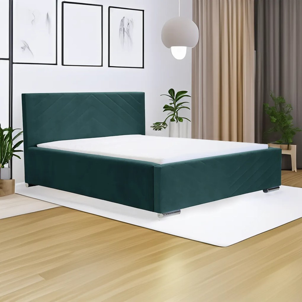 Čalúnená posteľ s úložným priestorom a matracom KOOL 160 x 200 cm Tyrkysový