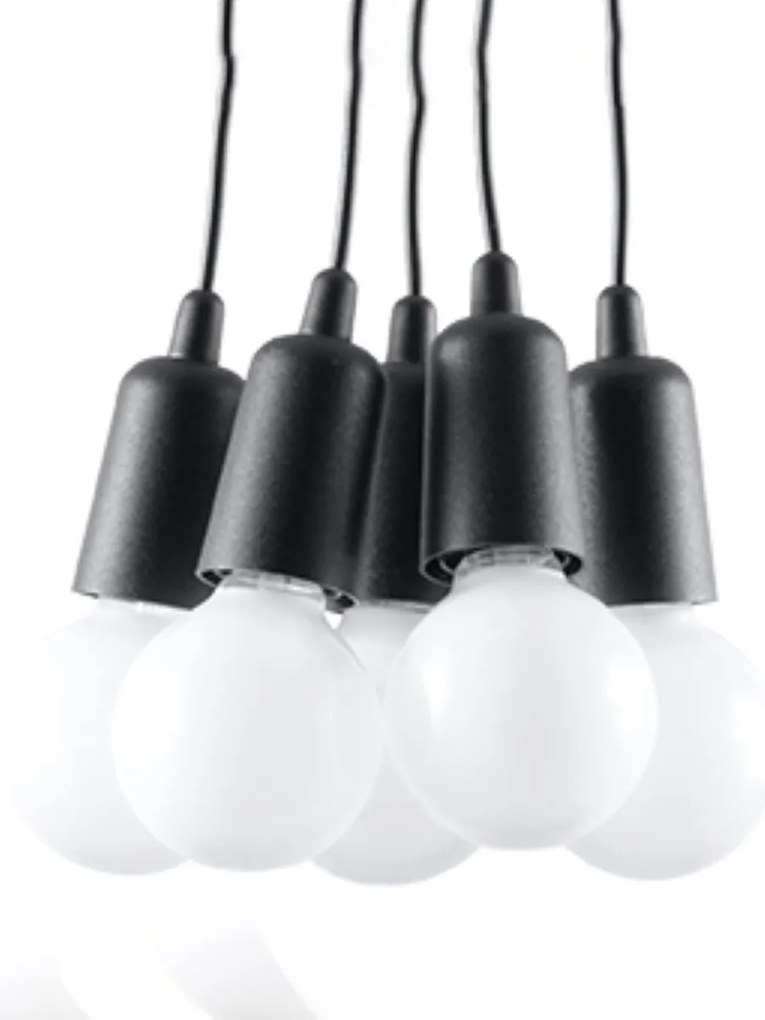 Závesné svietidlo Diego 5, čierne telo svietidla