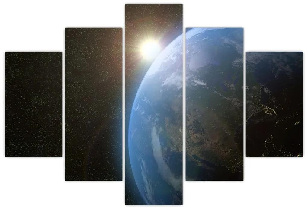 Obraz krajiny z vesmíru (150x105 cm)