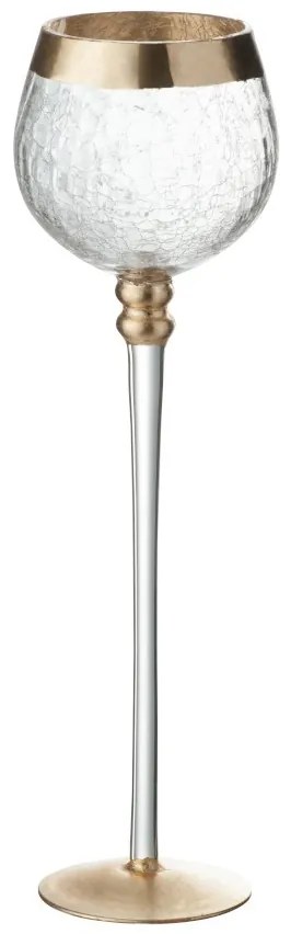 Sklenený svietnik na nohe s popraskaním Gold - Ø 9 * 30cm