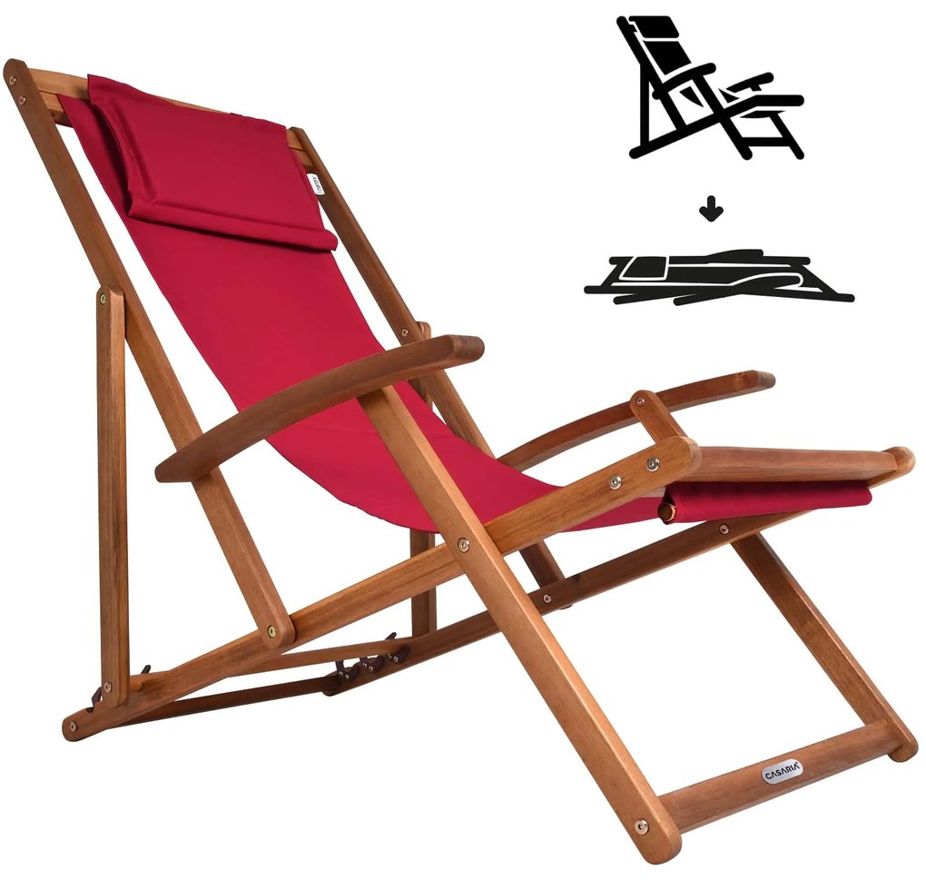 Záhradné lehátko SIENA, 65x87x102cm, červená Casaria