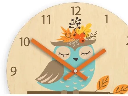 Sammer Nástenné hodiny pre deti s jesennou sovou JesiennaSowa
