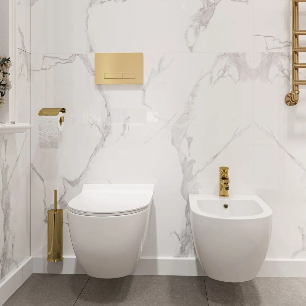 Rea Carter, závesné Rimless WC 49 x 37 cm vrátane duroplastového sedátka s pomalým zatváraním, biela, REA-C1400