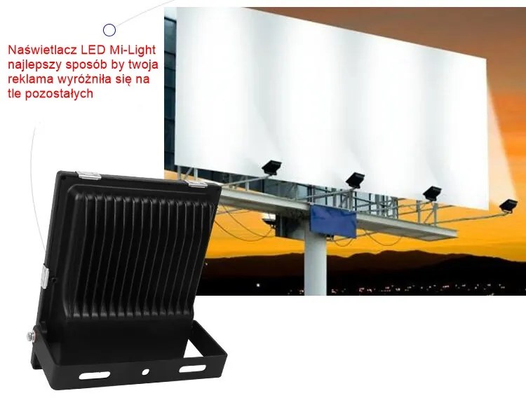 LED reflektor 10W 900lm RGB+CCT IP65 čierny Mi-Light - FUTT05 Floodlight