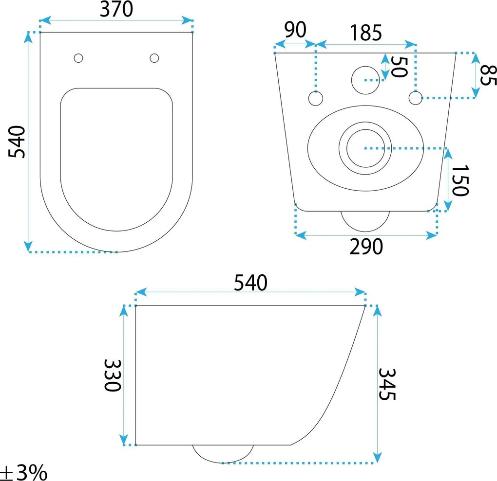 Závesná WC misa REA DUO Rimless Tornado, biela