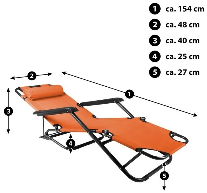 Garthen 29464 Skladacie záhradné lehátko - oranžová