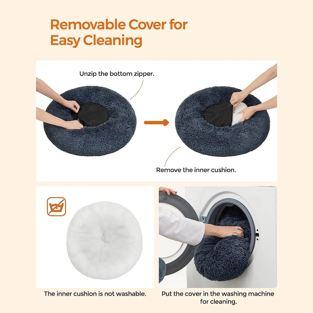 Pelech pre psa, Pelech pre mačky, Mäkký plyšový povrch 60 cm, tmavošedý