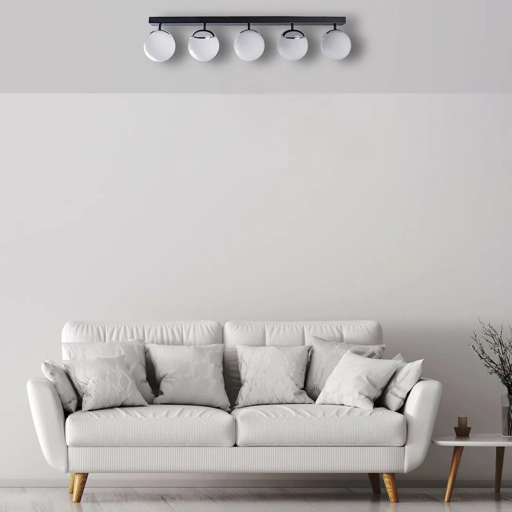 Stropné svietidlo Sfera, 5x biele sklenené tienidlo, b/ch