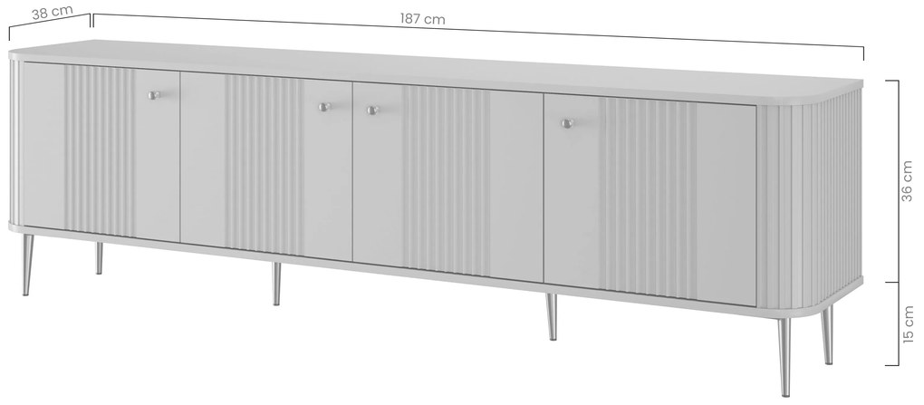 TV stolík Vespera 4D 187 cm - kašmírová / orech / zlaté nožičky