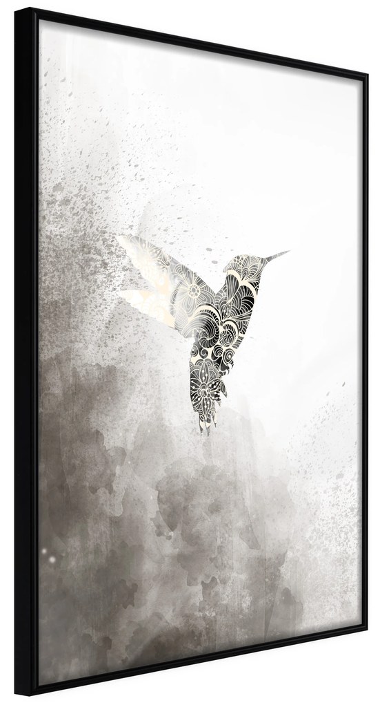 Artgeist Plagát - Ethnic Hummingbird [Poster] Veľkosť: 30x45, Verzia: Čierny rám s passe-partout