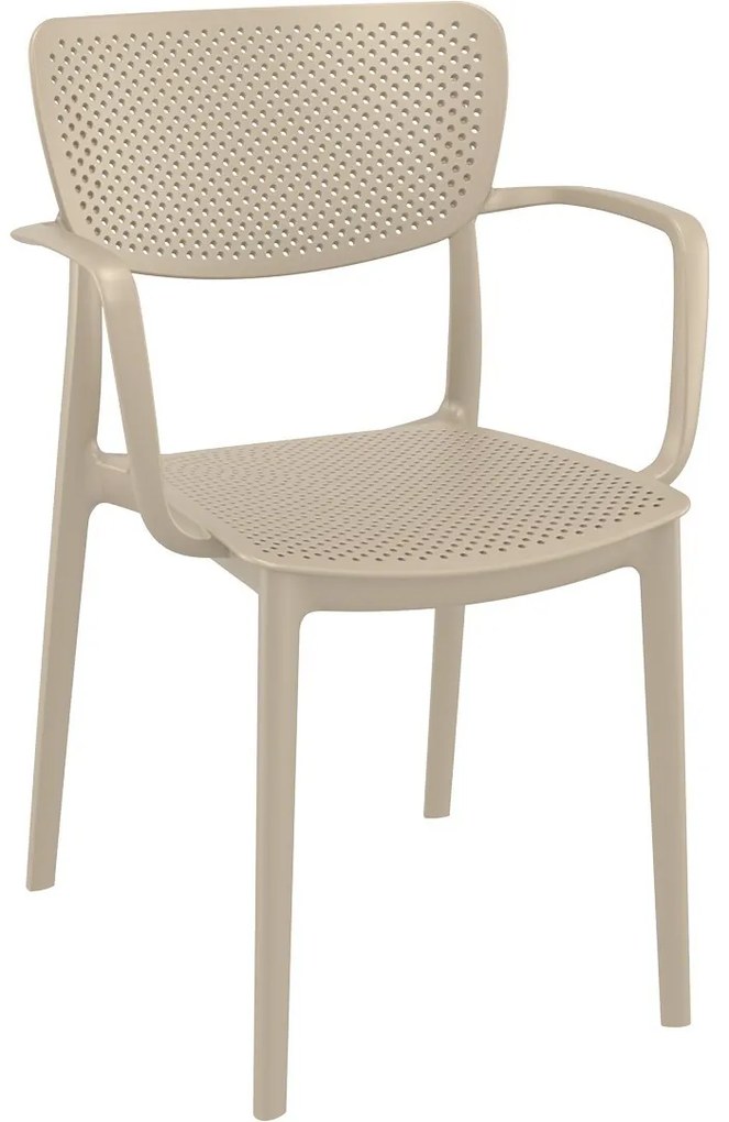 LOFT záhradná stolička s podrúčkami taupe