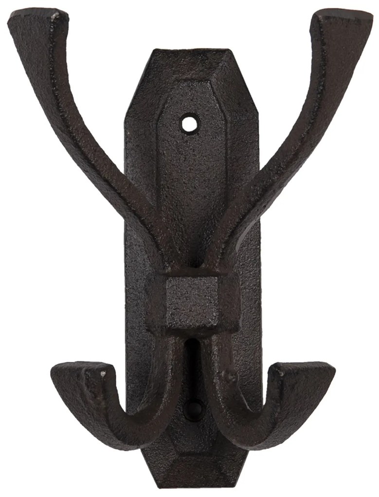 Hnedo čierny liatinový nástenný háčik na kabáty - 13 * 7 * 17 cm