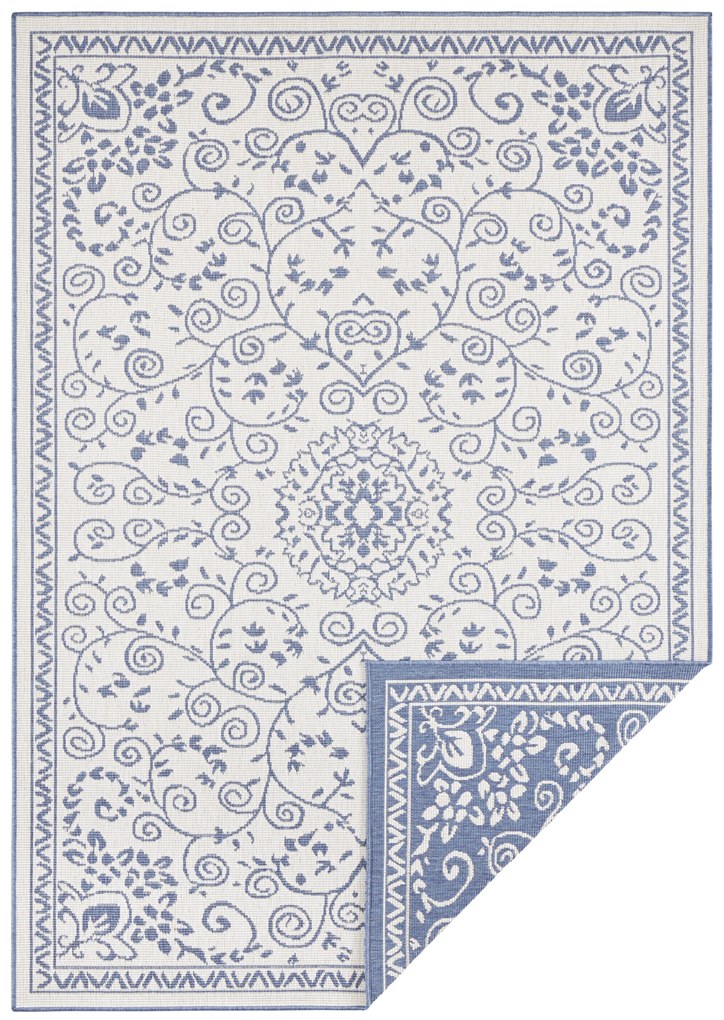 NORTHRUGS - Hanse Home koberce Kusový koberec Twin Supreme 103867 Leyte Blue/Cream – na von aj na doma - 80x150 cm