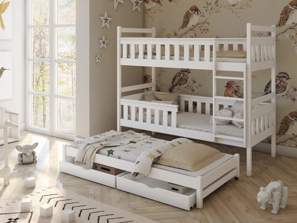 Detská posteľ 90 x 190 cm KARLA (s roštom a úl. priestorom) (biela). Vlastná spoľahlivá doprava až k Vám domov. 1013257