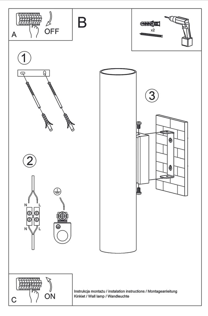 Sollux Lighting Nástenné svietidlo LAGOS 2 leštené zlaté