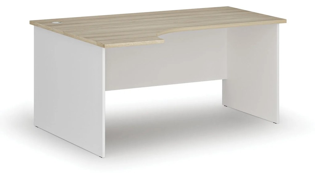 Kancelársky rohový pracovný stôl PRIMO WHITE, 1600 x 1200 mm, ľavý, biela/dub prírodný