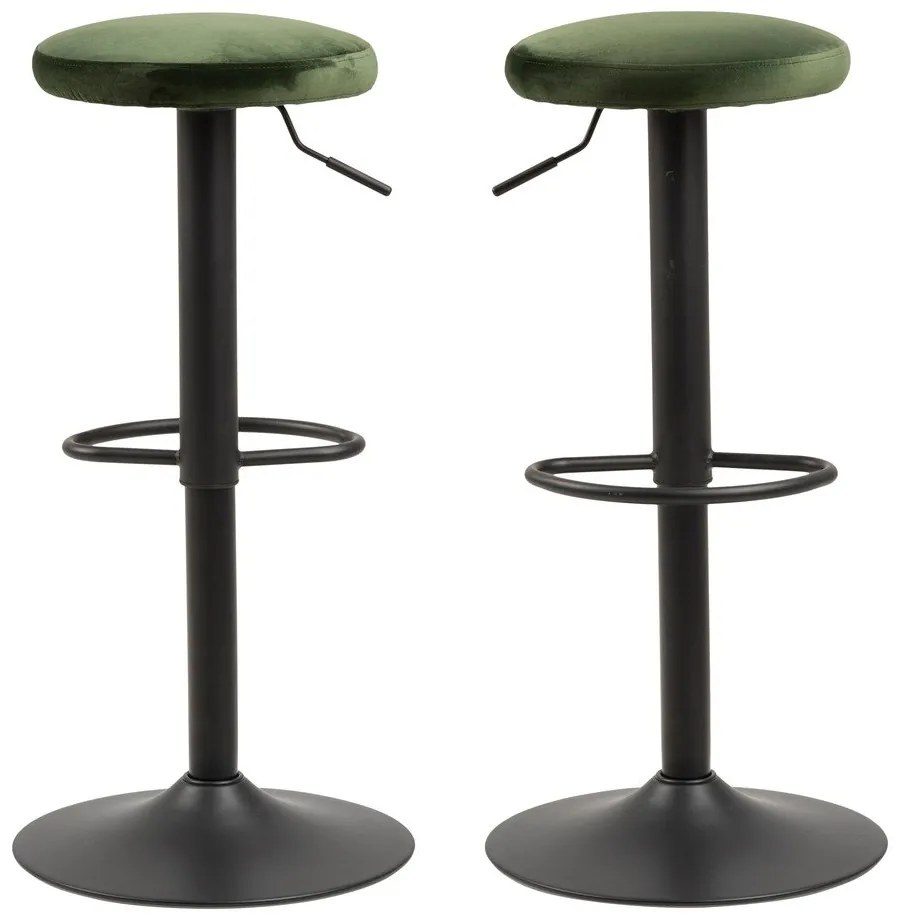 Zelená čalúnená barová stolička s nastaviteľnou výškou (výška sedadla 62 cm) Finch – Actona