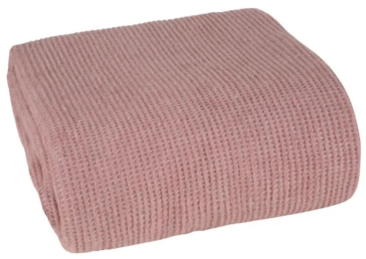 Kvalitná deka ružovej farby s vaflovou štruktúrou