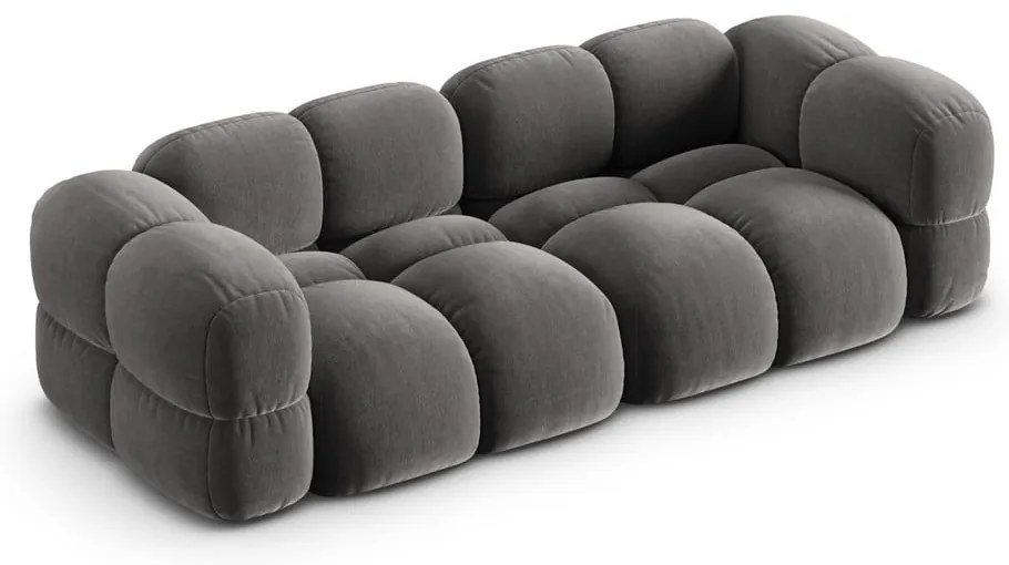 Sivá zamatová pohovka 250 cm Loretto – Cosmopolitan Design