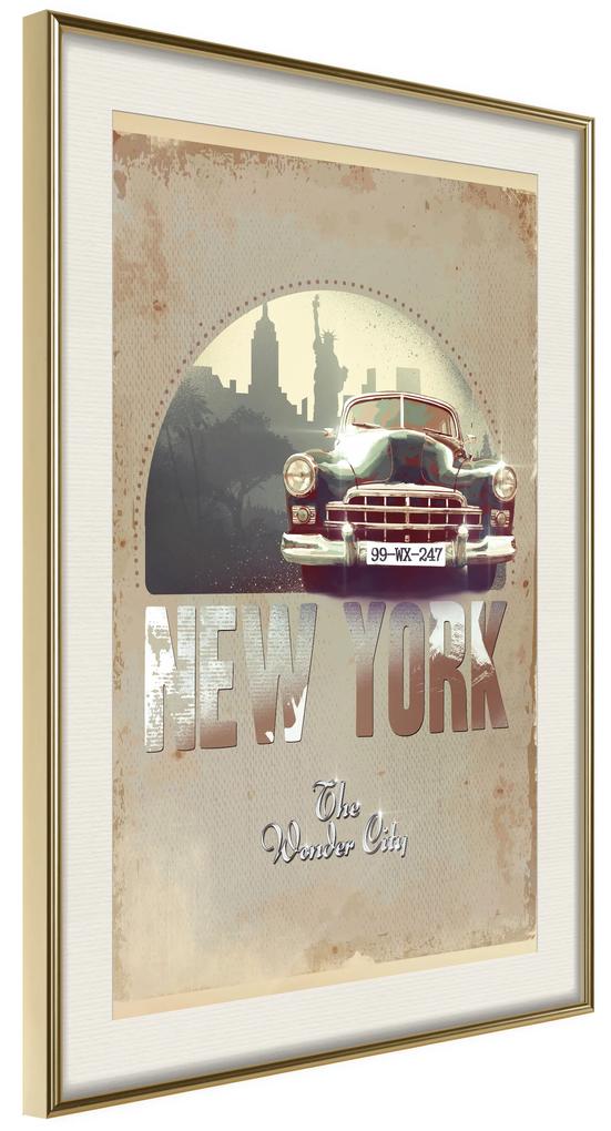 Artgeist Plagát - New York - The Wonder City [Poster] Veľkosť: 30x45, Verzia: Zlatý rám s passe-partout