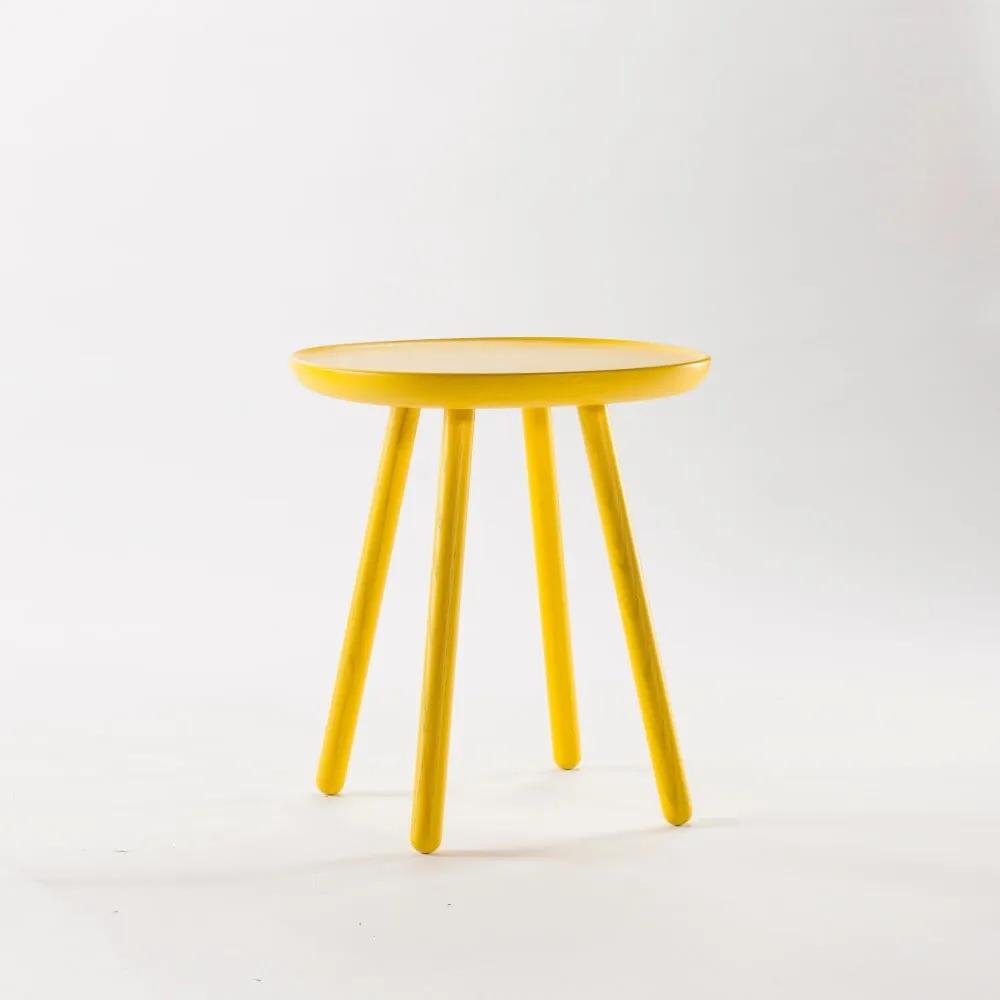 Žltý odkladací stolík z masívu EMKO Naïve Small, ⌀ 45 cm