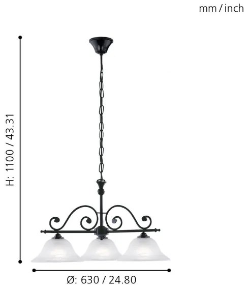 Eglo 91005 - Luster na reťazi 3xE27/60W/230V
