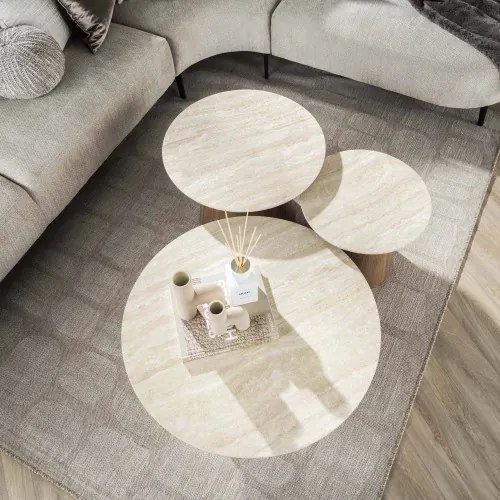 Konferenčný stôl 45-64 Romano 3-set 3D Ceramic Travertine - Komfort-nábytok