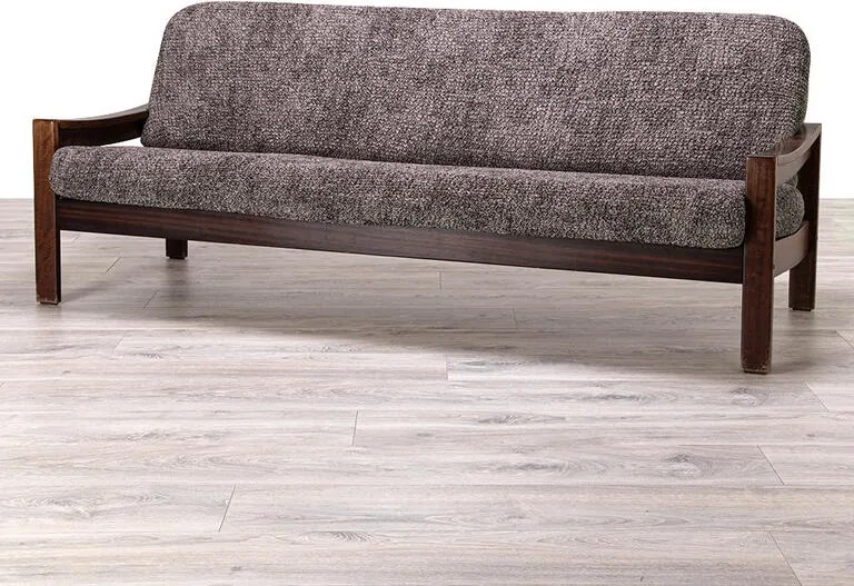 Bielastické poťahy MARMO hnedé trojkreslo s drevenými rúčkami (š. 150 - 200 cm)