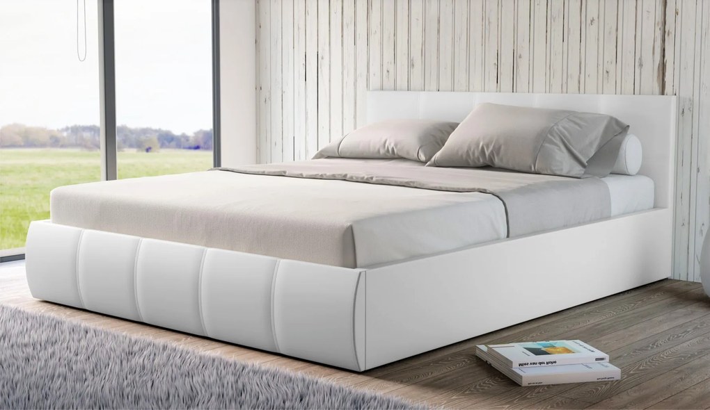 Sofos Čalúnená posteľ 140x200 biela ,s úložnym priestorom VERONA