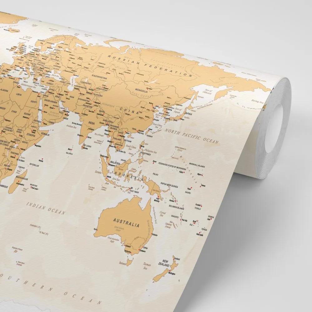 Samolepiaca tapeta mapa sveta s vintage nádychom - 150x100