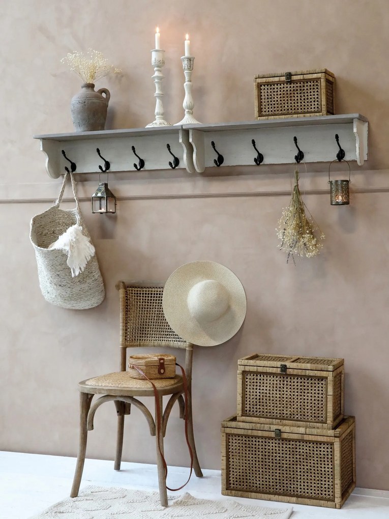 Prírodná drevená stolička s ratanovým výpletom Old French chair - 45*40*88 cm