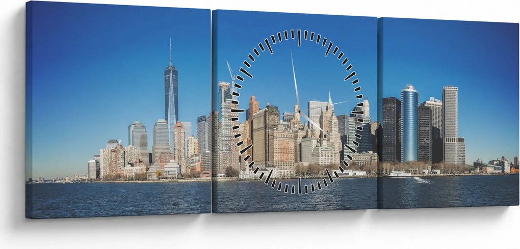 Obraz - Manhattan v New Yorku (s hodinami) (90x30 cm)