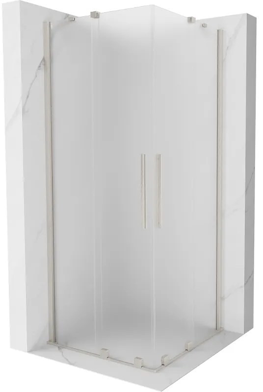 Mexen Velar Duo, sprchový kút s posuvnými dverami 90 x 90 cm, 8mm sklo námraza, brúsená oceľ, 871-090-090-32-97