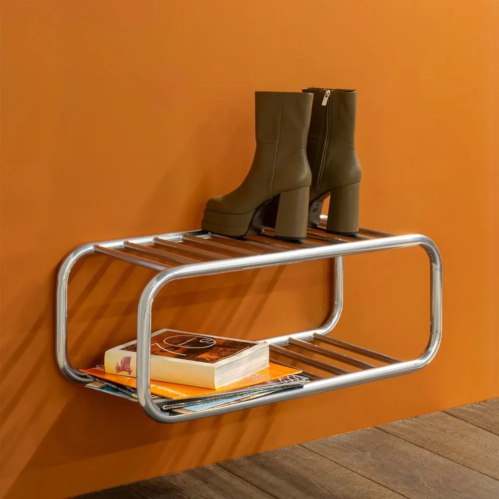 Kovová závesná skrinka na topánky v striebornej farbe 72x28x35 cm Retro – Spinder Design