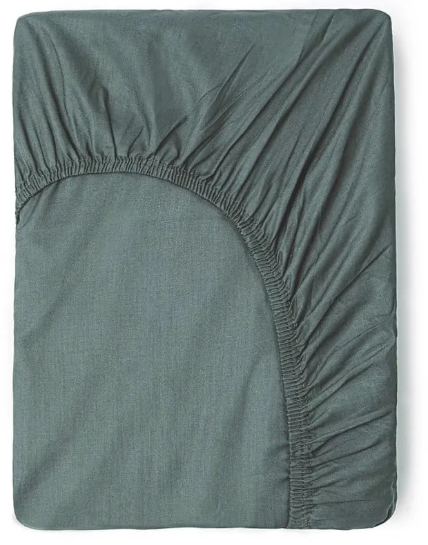 Zelená/sivá napínacia bavlnená plachta 90x200 cm – Good Morning