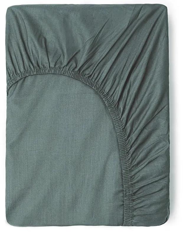 Zelená/sivá napínacia bavlnená plachta 140x200 cm – Good Morning