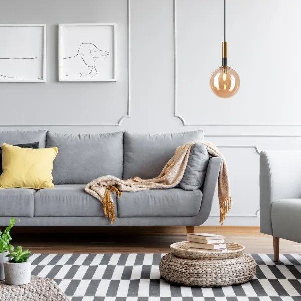 Luster na lanku ROLLO 1xG9/5W/230V zlatá/dymová béžová