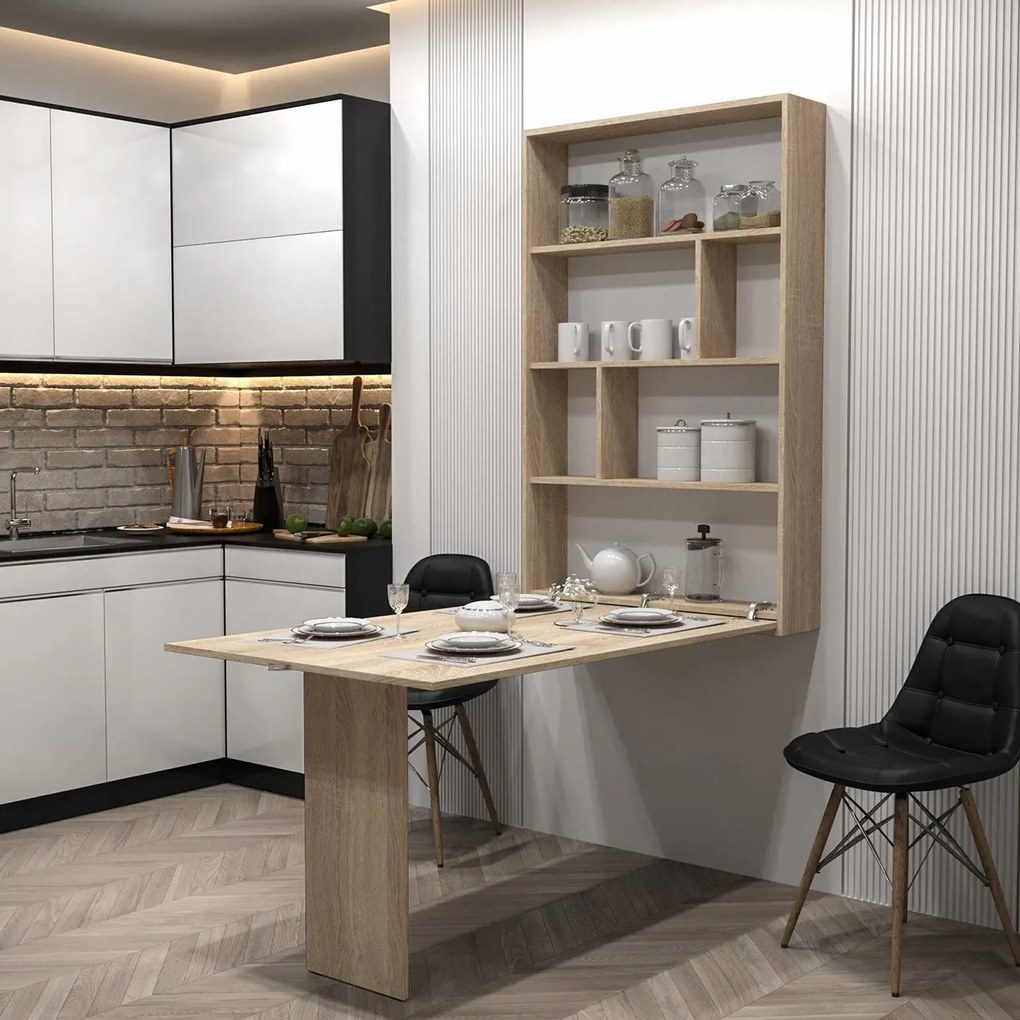 Moderný nástenný stôl Eden, Farby: betón/čierny